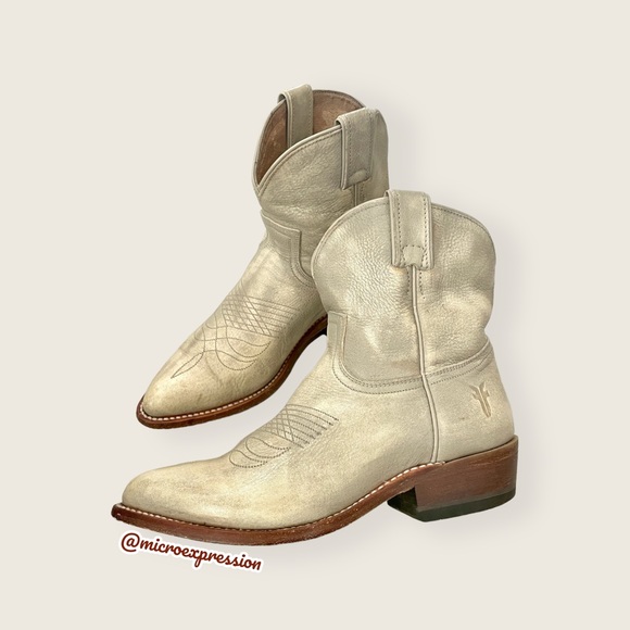 $379 Frye Billy Pull On Tan/Yellow Leather Western Southern Cowboy Short Boot - Picture 13 of 14